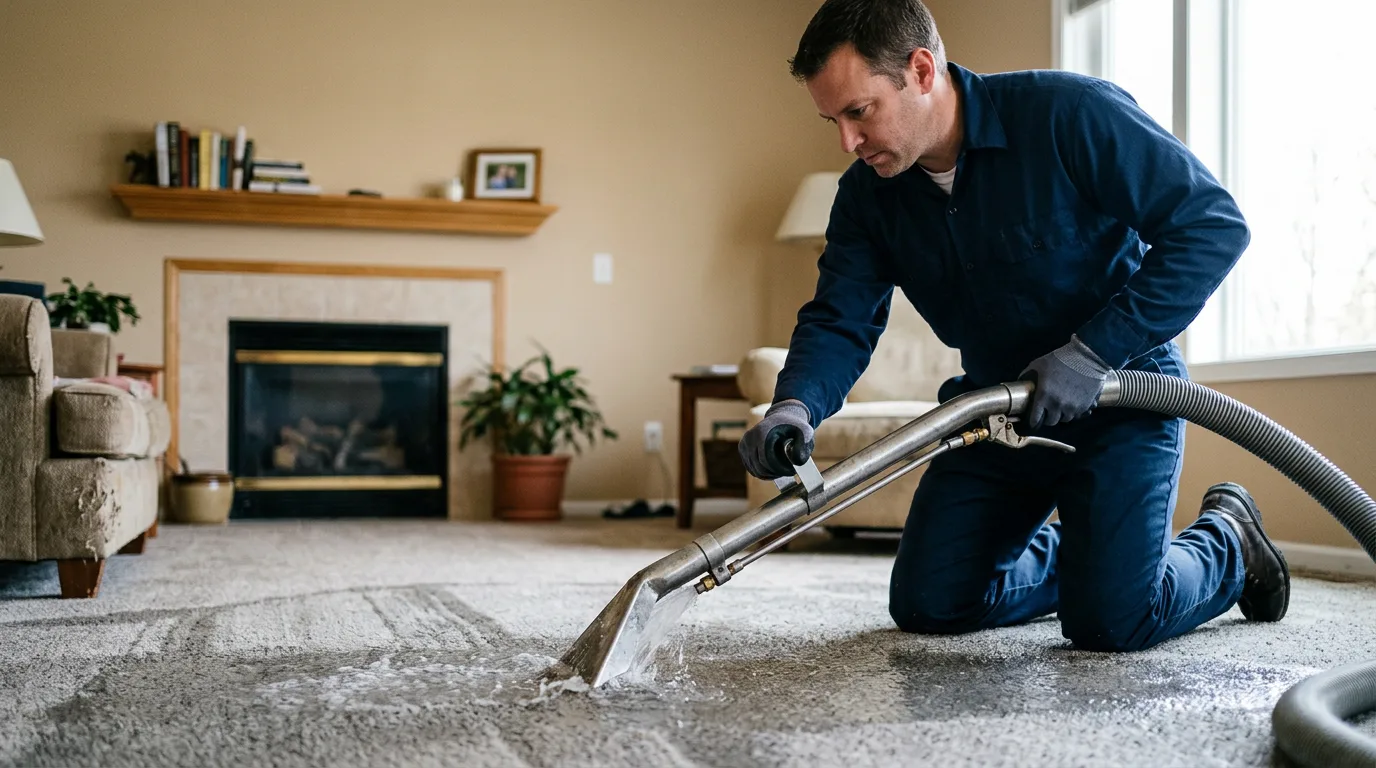 Water damage restoration technician working near New Market, VA